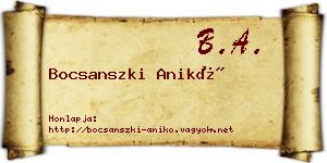 Bocsanszki Anikó névjegykártya